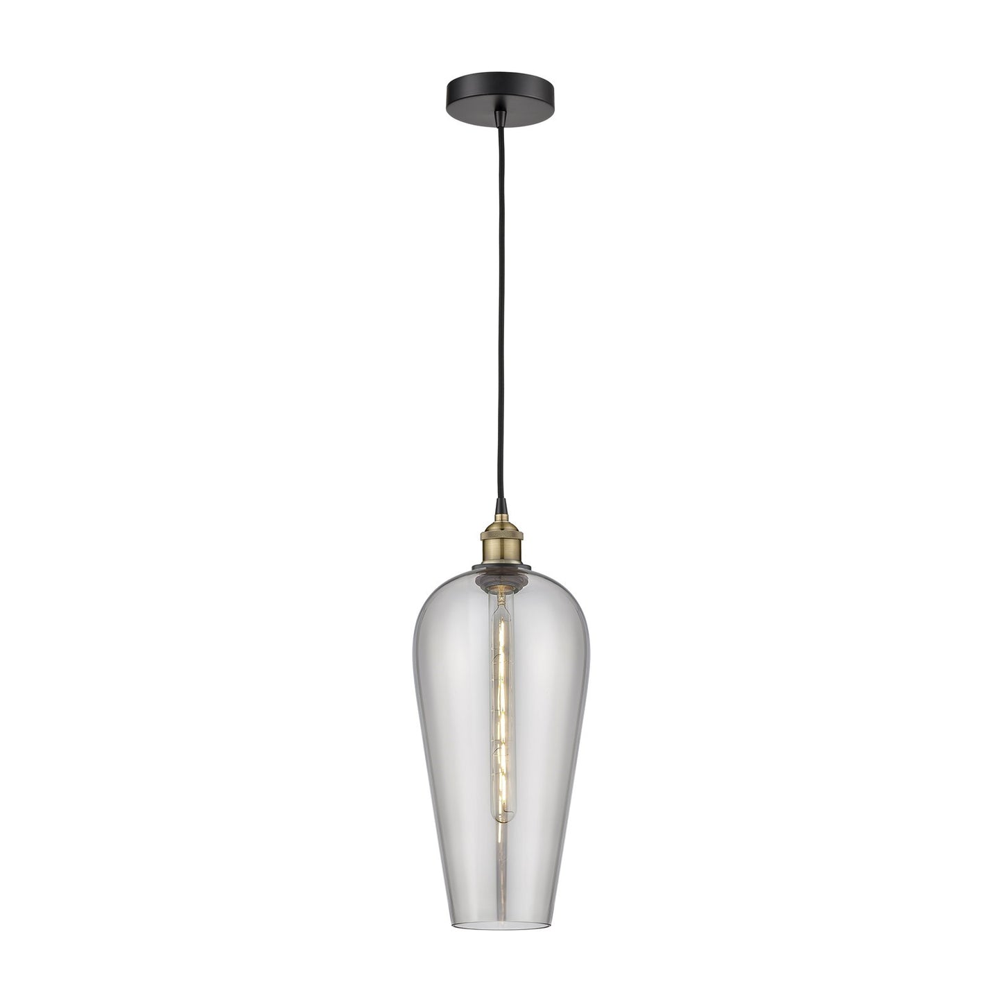 Innovations Chelsea 8in 1-Light Mini Pendant | Industrial Black Antique Brass and Light Smoke Glass | Kitchen Island & Dining | Model 616-1P-BAB-G456-8SM