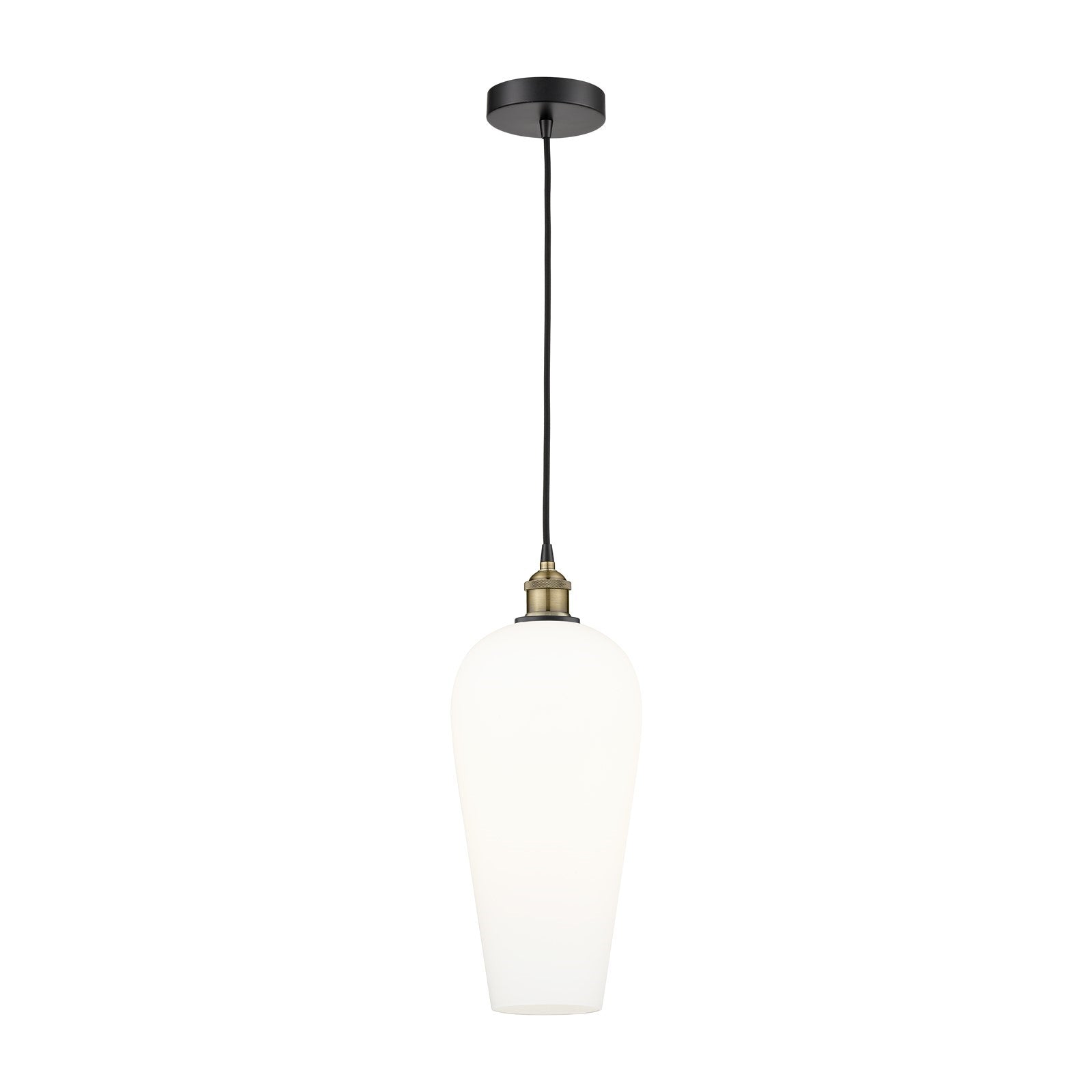 Innovations Chelsea 8in 1-Light Mini Pendant | Industrial Black Antique Brass and White Glass | Kitchen Island & Dining Room | Model 616-1P-BAB-G456-8WH