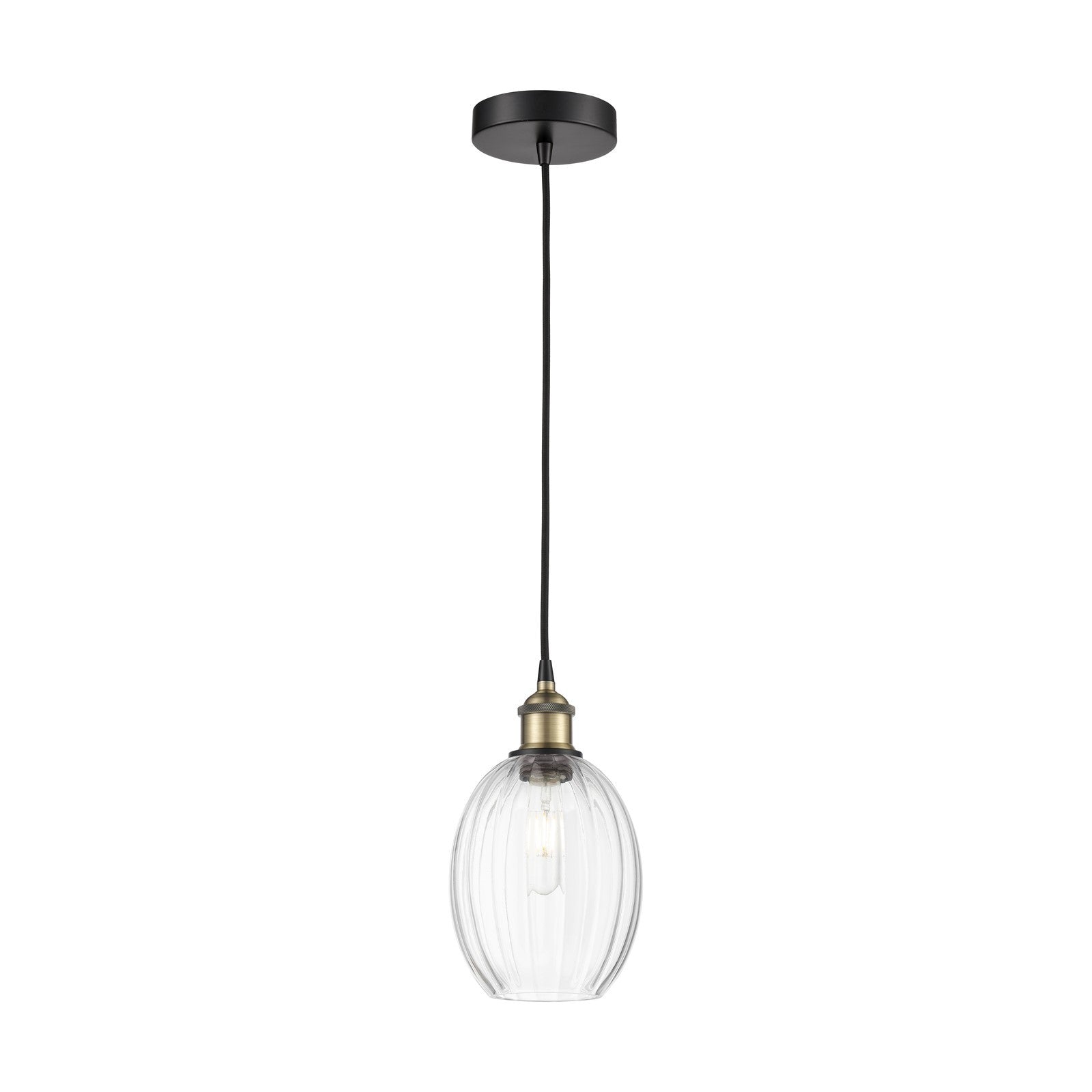 Innovations Preston Bulb 6.25in 1-Light Mini Pendant | Industrial Black Antique Brass and Clear Glass | Kitchen Island & | Model 616-1P-BAB-G459-6CL