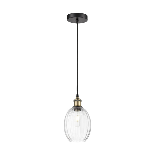 Innovations Preston Bulb 6.25in 1-Light Mini Pendant | Industrial Black Antique Brass and Clear Glass | Kitchen Island & | Model 616-1P-BAB-G459-6CL
