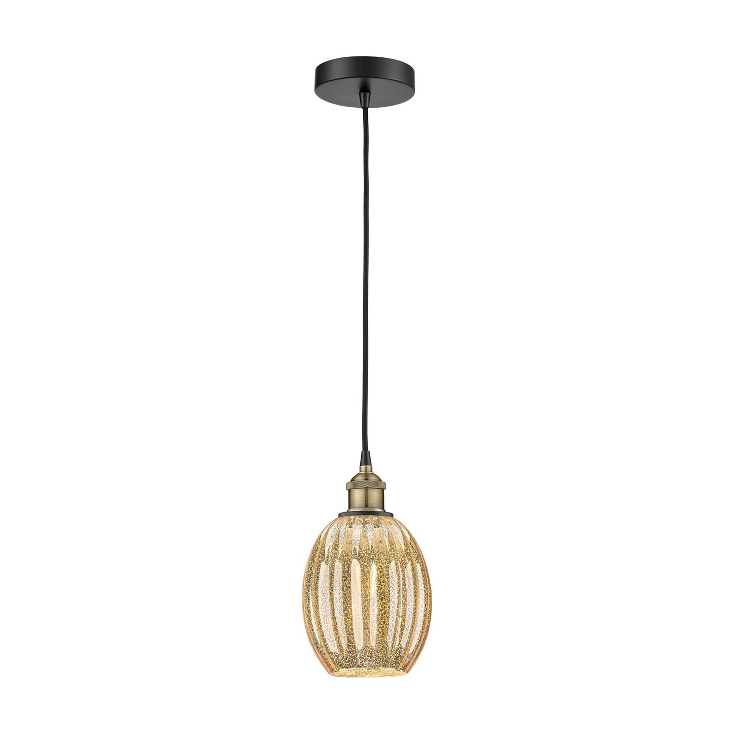 Innovations Preston Bulb 6.25in 1-Light Mini Pendant | Industrial Black Antique Brass and Mercury Glass | Kitchen Island & | Model 616-1P-BAB-G459-6ME