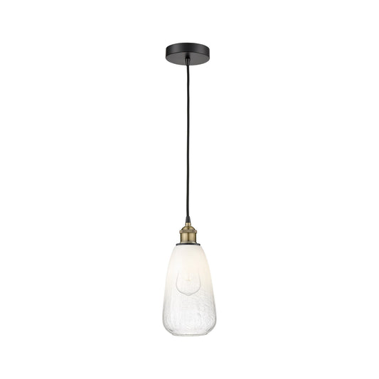 Innovations Brookhaven Almond 6in 1-Light Mini Pendant | Industrial Black Antique Brass and Opal Glass | Kitchen Island & | Model 616-1P-BAB-G480-6OP