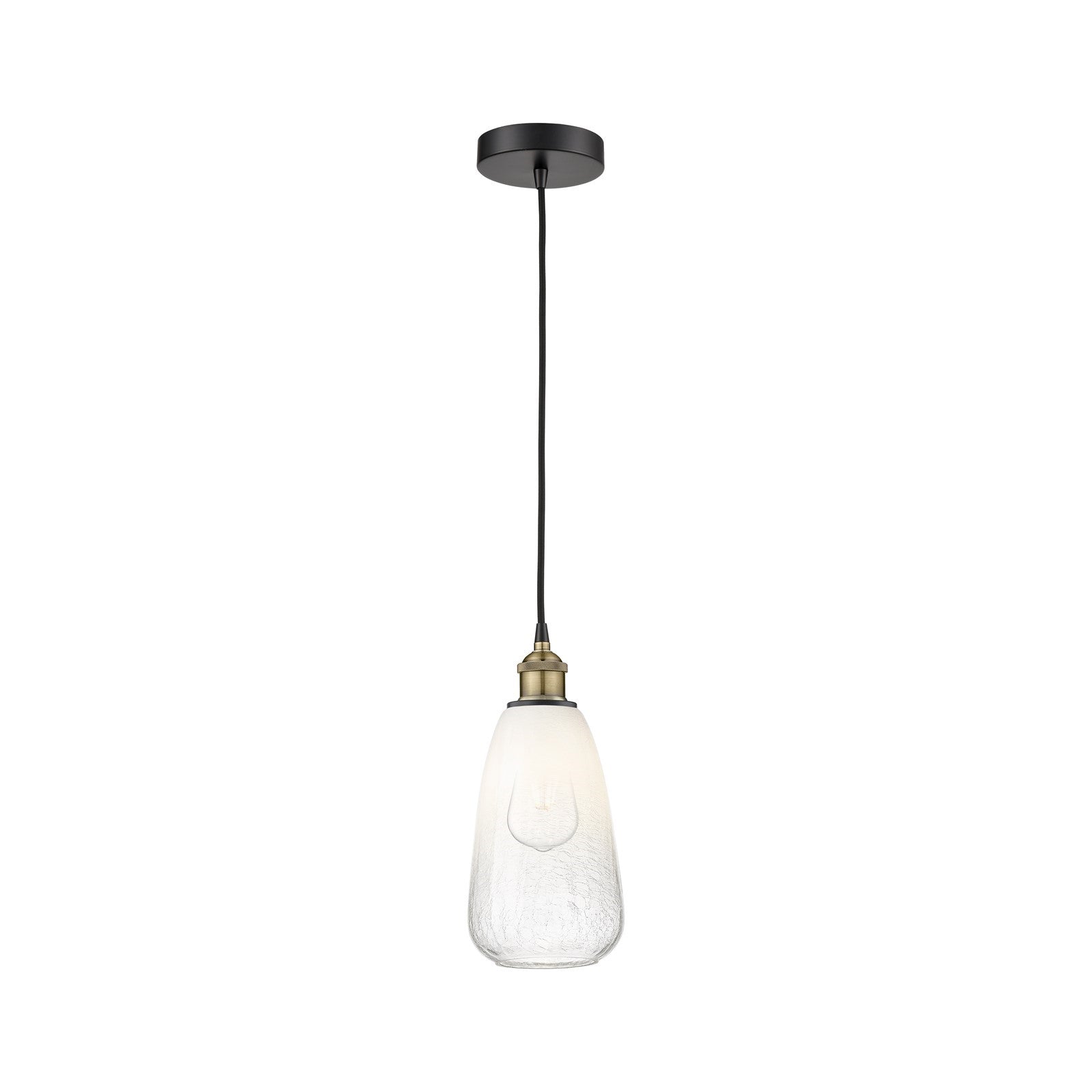 Innovations Brookhaven Almond 6in 1-Light Mini Pendant | Industrial Black Antique Brass and Opal Glass | Kitchen Island & | Model 616-1P-BAB-G480-6OP