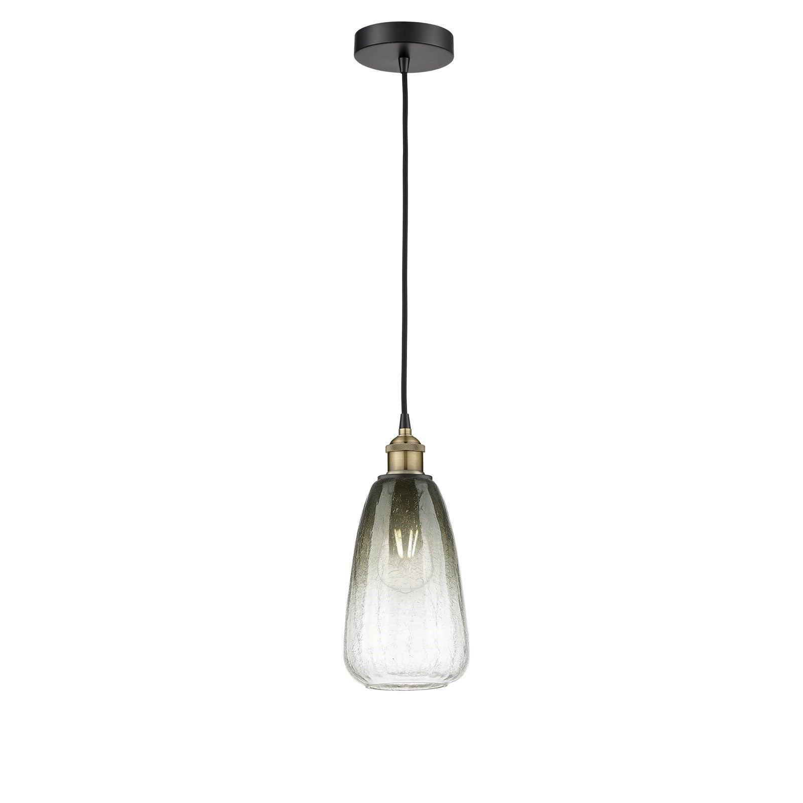 Innovations Brookhaven Almond 6in 1-Light Mini Pendant | Industrial Black Antique Brass and Slate Glass | Kitchen Island & | Model 616-1P-BAB-G480-6SL