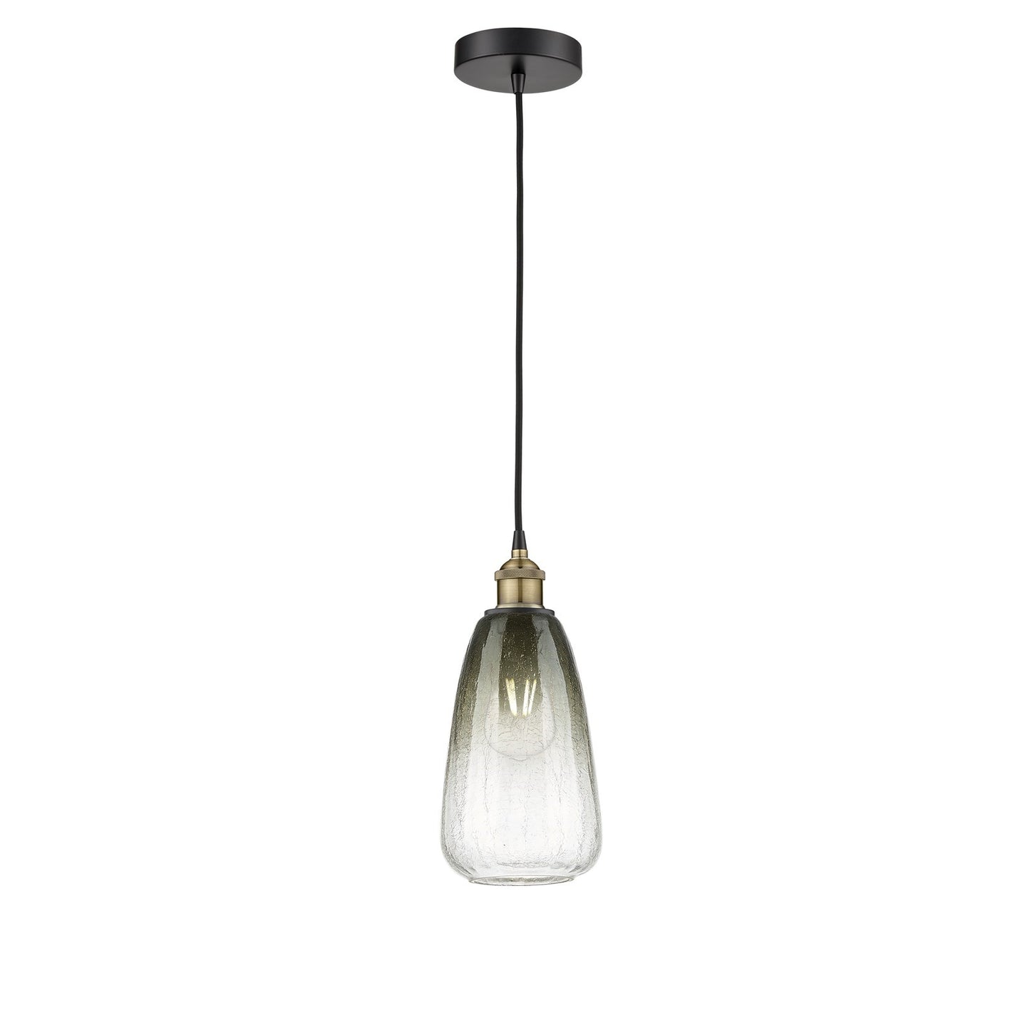 Innovations Brookhaven Almond 6in 1-Light Mini Pendant | Industrial Black Antique Brass and Slate Glass | Kitchen Island & | Model 616-1P-BAB-G480-6SL