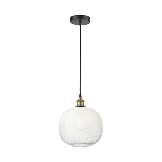 Innovations Brookhaven Sphere 11in 1-Light Mini Pendant | Industrial Black Antique Brass and Opal Glass | Kitchen Island & | Model 616-1P-BAB-G481-10OP