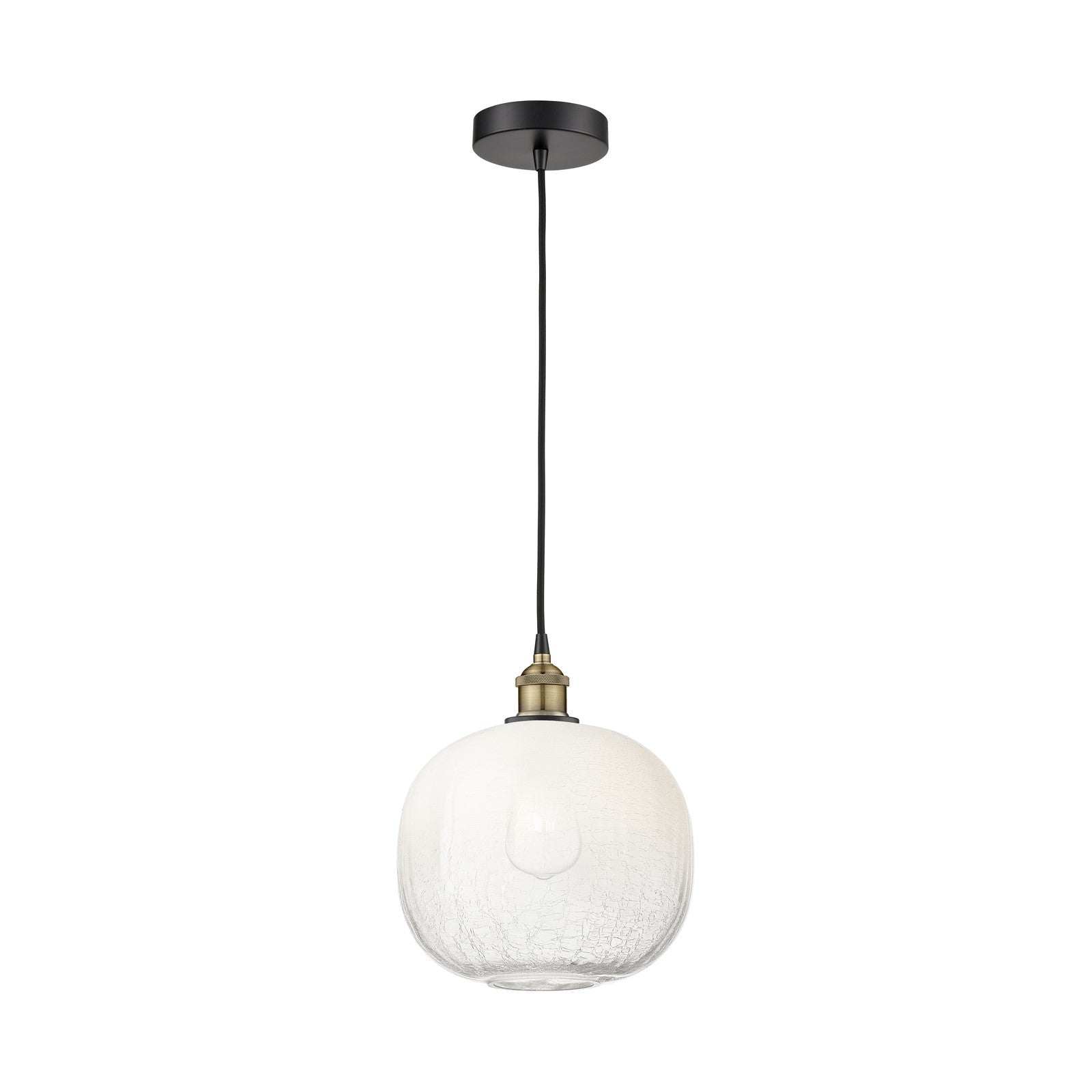 Innovations Brookhaven Sphere 11in 1-Light Mini Pendant | Industrial Black Antique Brass and Opal Glass | Kitchen Island & | Model 616-1P-BAB-G481-10OP