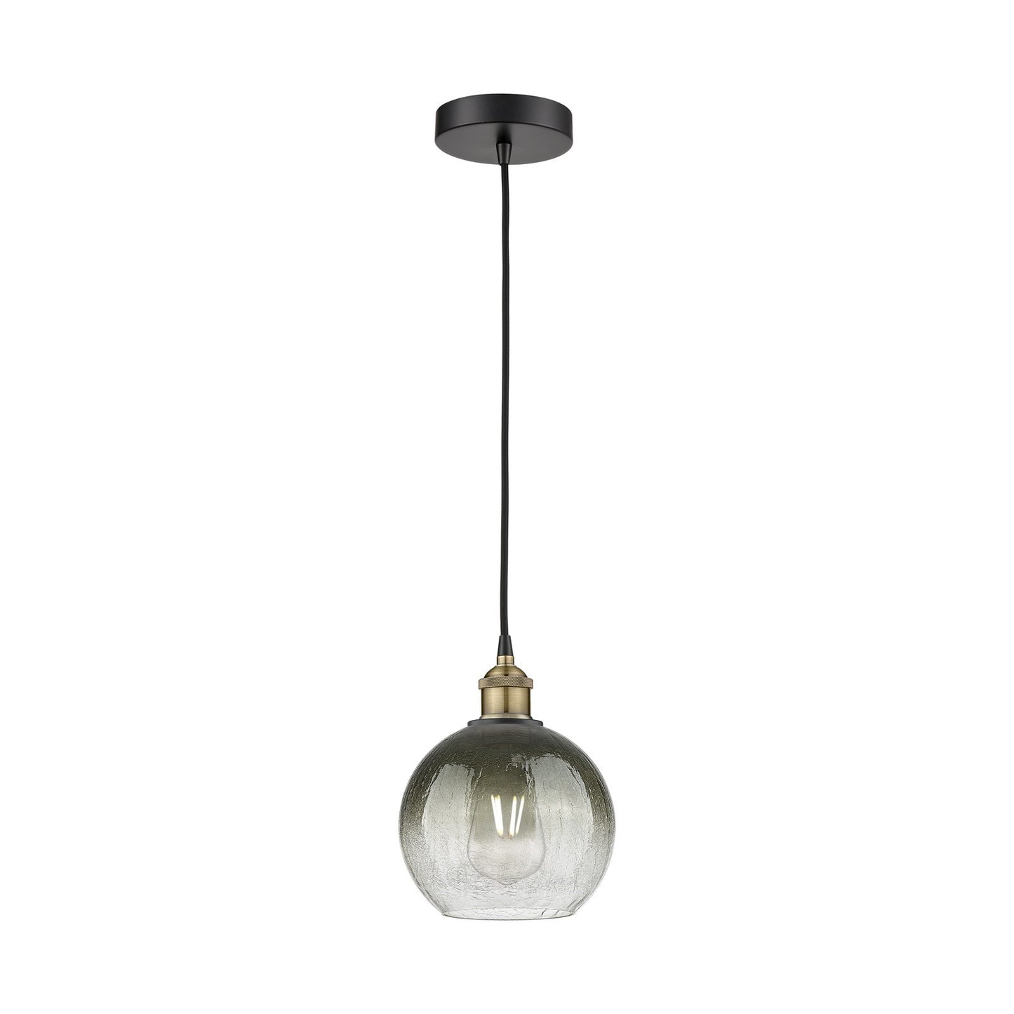 Innovations Brookhaven Globe 8in 1-Light Mini Pendant | Industrial Black Antique Brass and Slate Glass | Kitchen Island & | Model 616-1P-BAB-G483-8SL