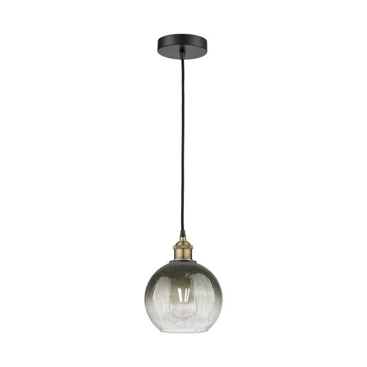 Innovations Brookhaven Globe 8in 1-Light Mini Pendant | Industrial Black Antique Brass and Slate Glass | Kitchen Island & | Model 616-1P-BAB-G483-8SL