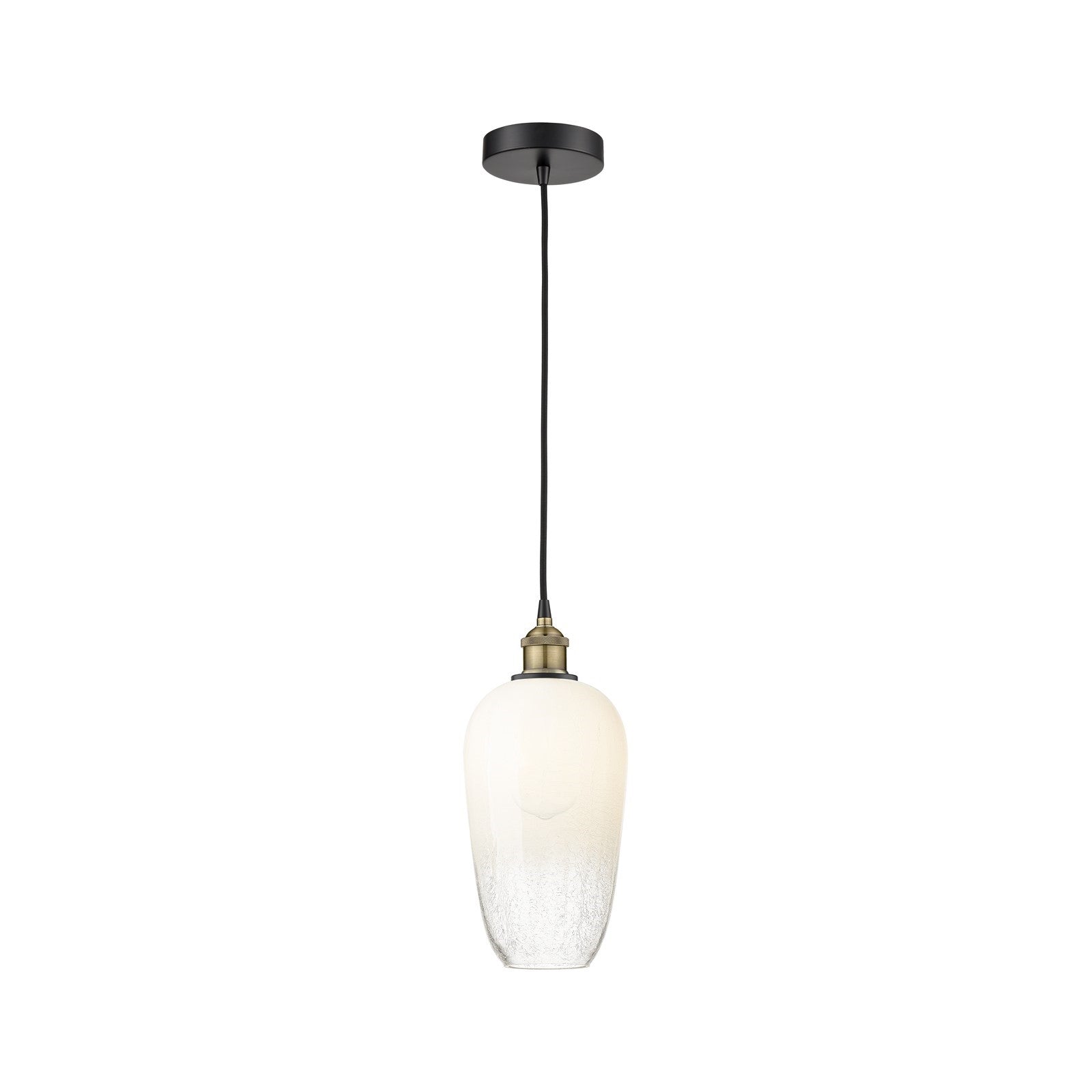Innovations Brookhaven Flute 7in 1-Light Mini Pendant | Industrial Black Antique Brass Steel and Opal Glass | Kitchen Island & | Model 616-1P-BAB-G484-7OP