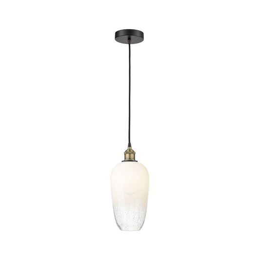 Innovations Brookhaven Flute 7in 1-Light Mini Pendant | Industrial Black Antique Brass Steel and Opal Glass | Kitchen Island & | Model 616-1P-BAB-G484-7OP