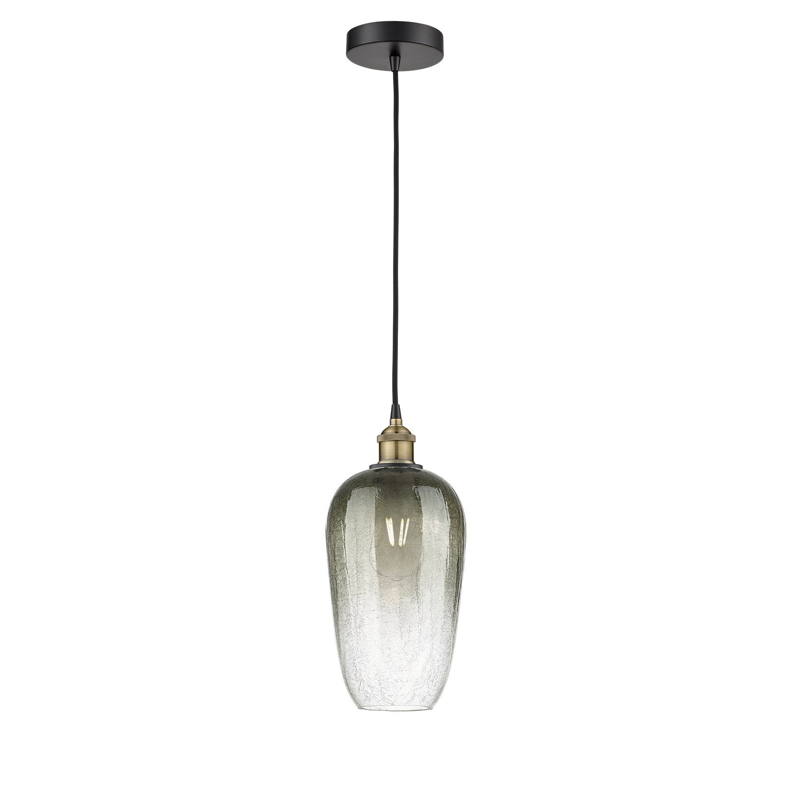 Innovations Brookhaven Flute 7in 1-Light Mini Pendant | Industrial Black Antique Brass Steel and Slate Glass | Kitchen Island | Model 616-1P-BAB-G484-7SL