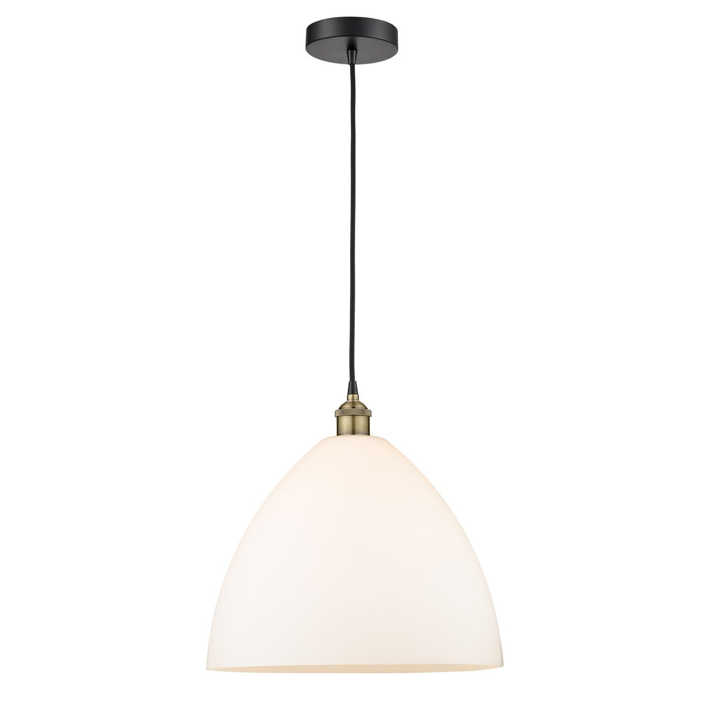 Innovations Bristol 16in 1-Light Pendant | Industrial Black Antique Brass and Matte White Glass | Kitchen Island & Dining | Model 616-1P-BAB-GBD-161-LED