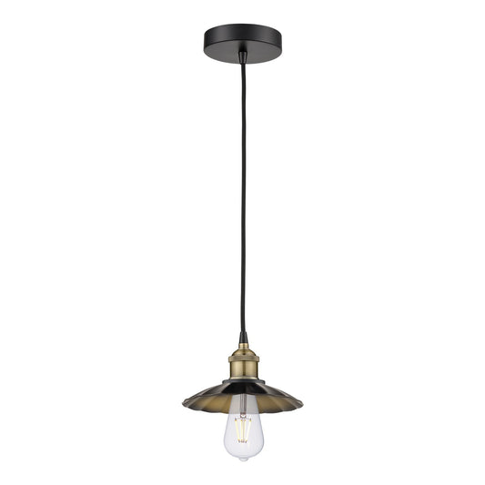 Innovations Scallop 8in 1-Light Mini Pendant | Industrial Black Antique Brass and Matte Black Metal Shade | Kitchen Island & | Model 616-1P-BAB-M17-BK