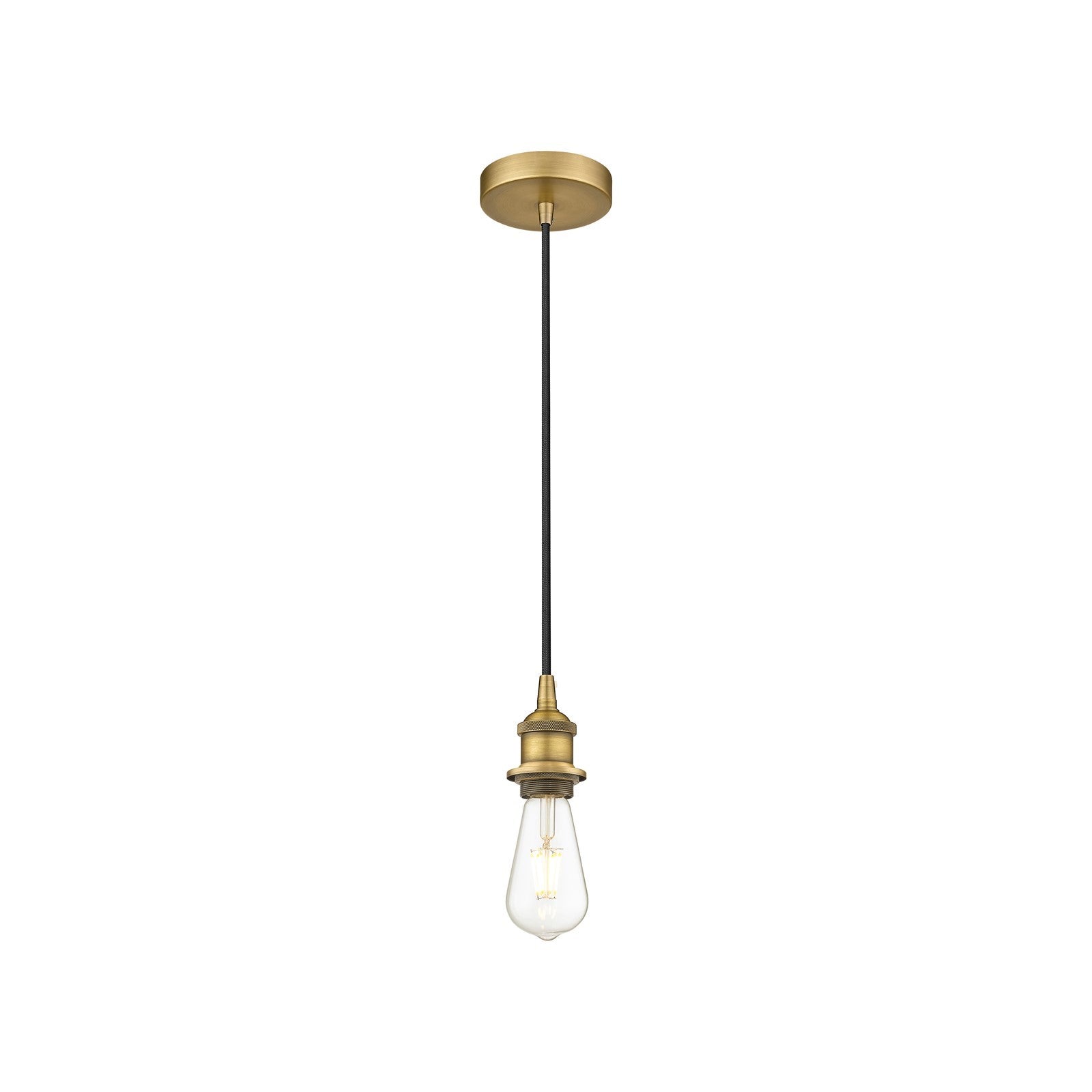 Innovations Lighting Edison 1-Light Mini Pendant | Industrial Brushed Brass Steel and Bare Bulb | Kitchen Island & Dining Room Accent | Model 616-1P-BB