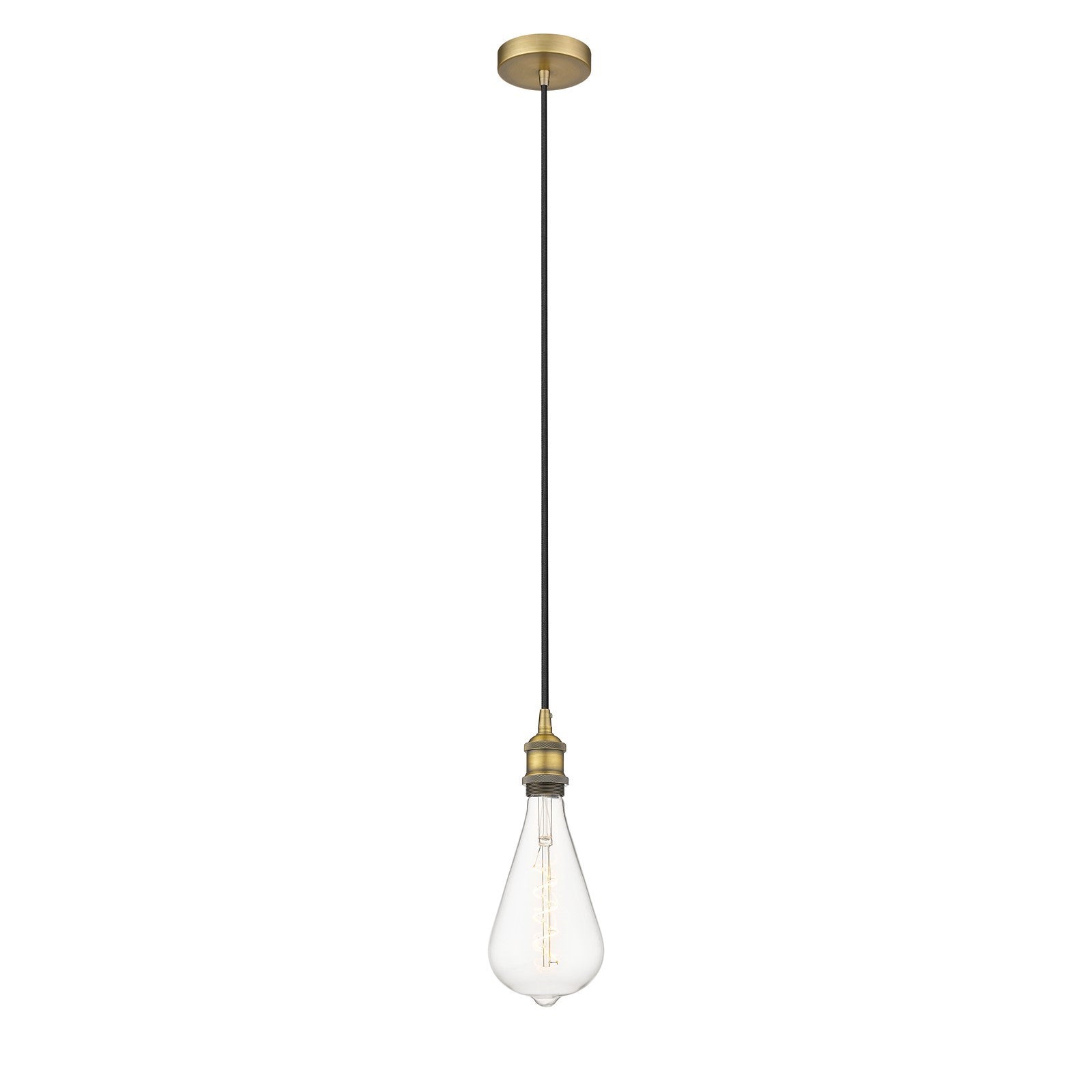 Innovations Edison 6.25in 1-Light Mini Pendant | Industrial Farmhouse Brushed Brass Steel and Brushed Brass Metal | Kitchen | Model 616-1P-BB-BB125LED