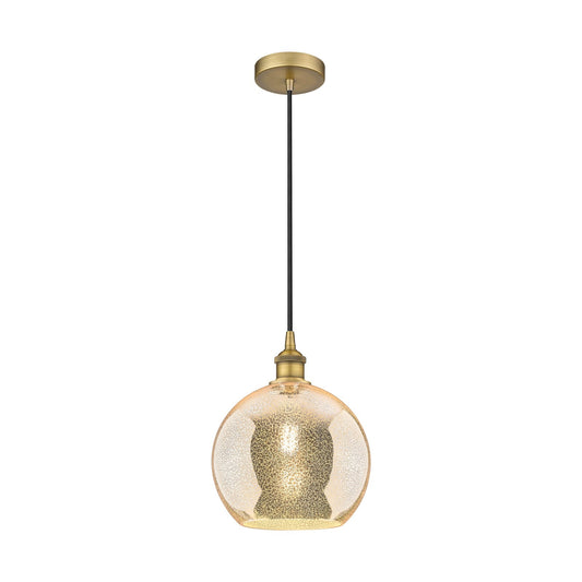 Innovations Athens 10in 1-Light Mini Pendant | Industrial Brushed Brass and Mercury Glass | Kitchen Island & Dining Room | Damp | Model 616-1P-BB-G128-10