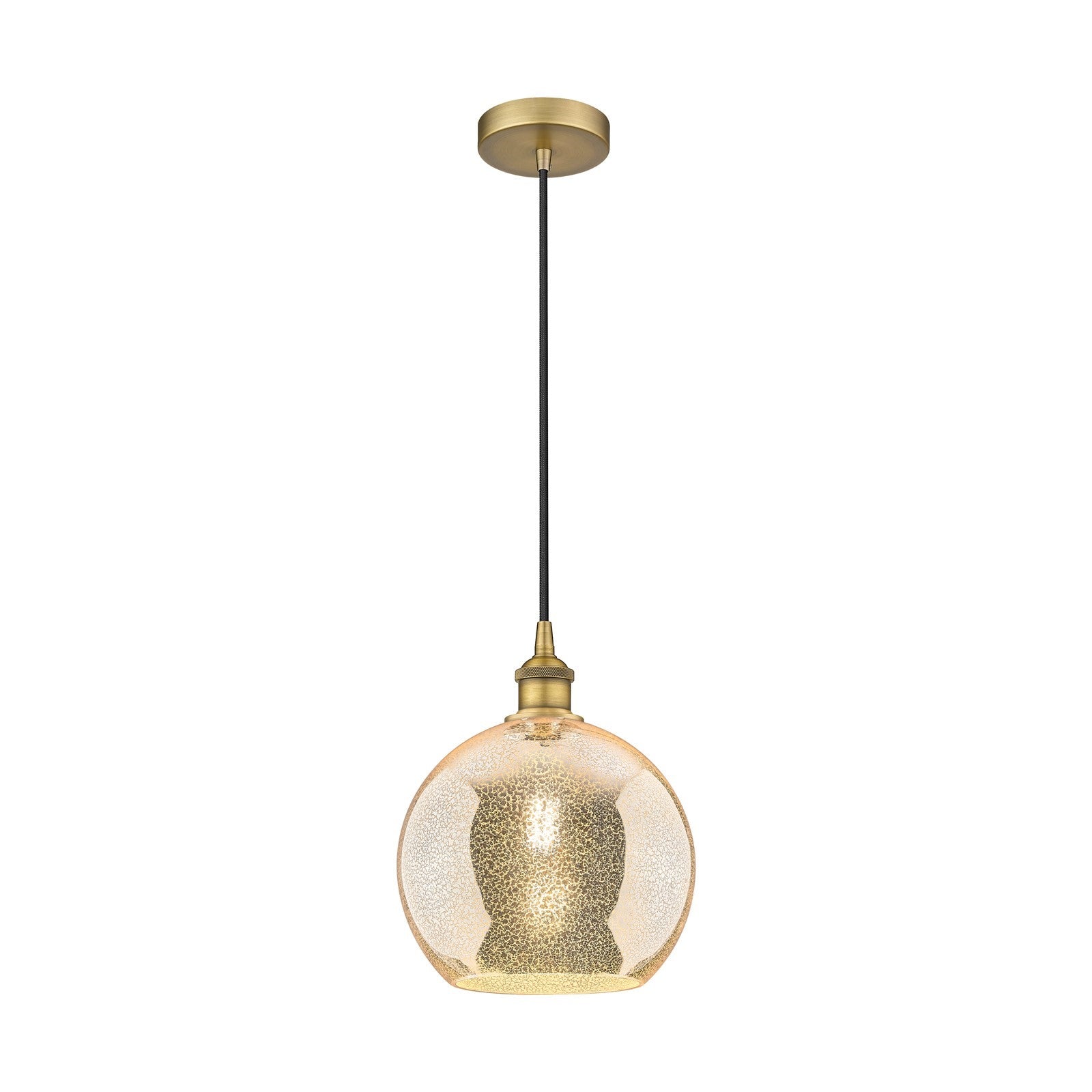 Innovations Athens 10in 1-Light Mini Pendant | Industrial Brushed Brass and Mercury Glass | Kitchen Island & Dining Room | Damp | Model 616-1P-BB-G128-10