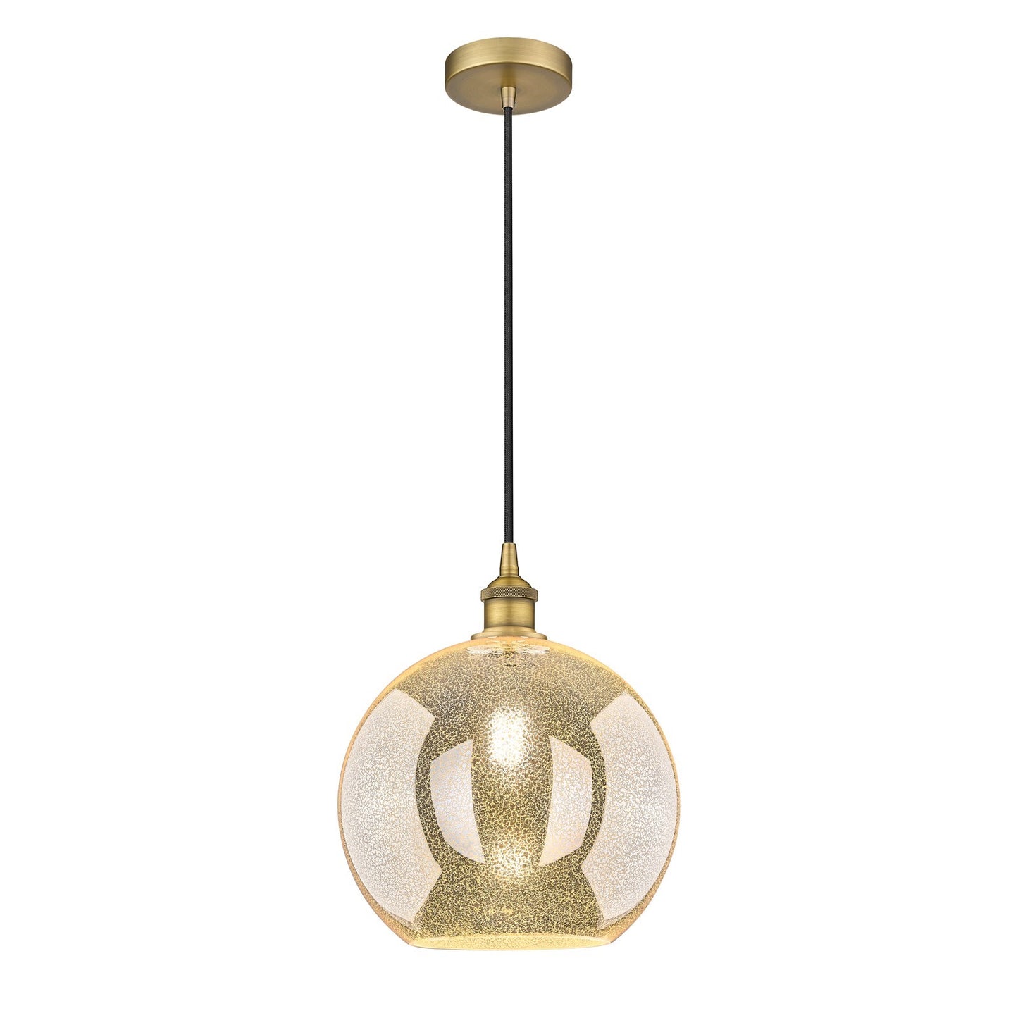 Innovations Athens 12in 1-Light Mini Pendant | Industrial Brushed Brass Steel and Mercury Glass | Kitchen Island & Dining Room | Model 616-1P-BB-G128-12
