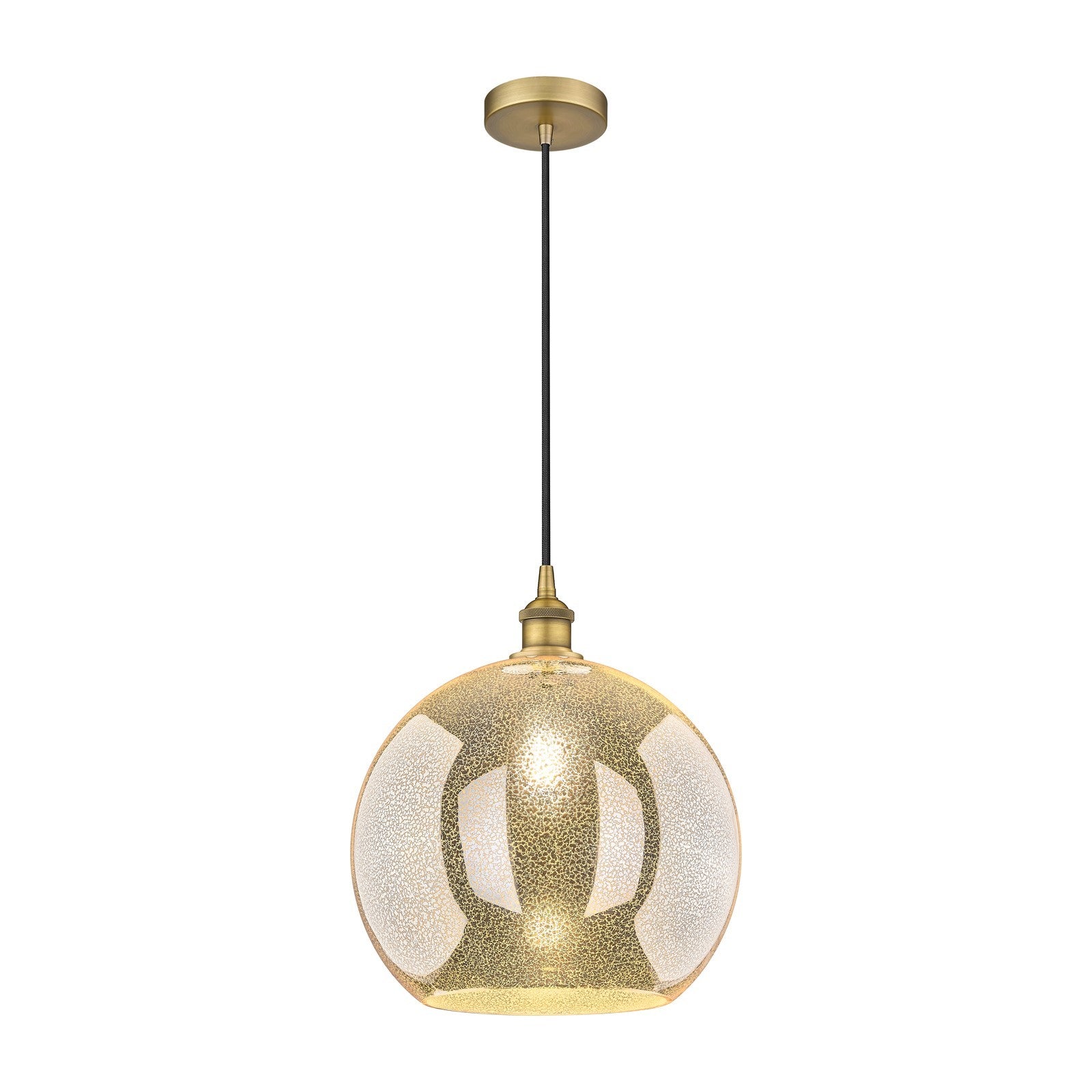 Innovations Athens 14in 1-Light Pendant | Industrial Brushed Brass and Mercury Glass | Kitchen Island & Dining Room | 13.75 x | Model 616-1P-BB-G128-14