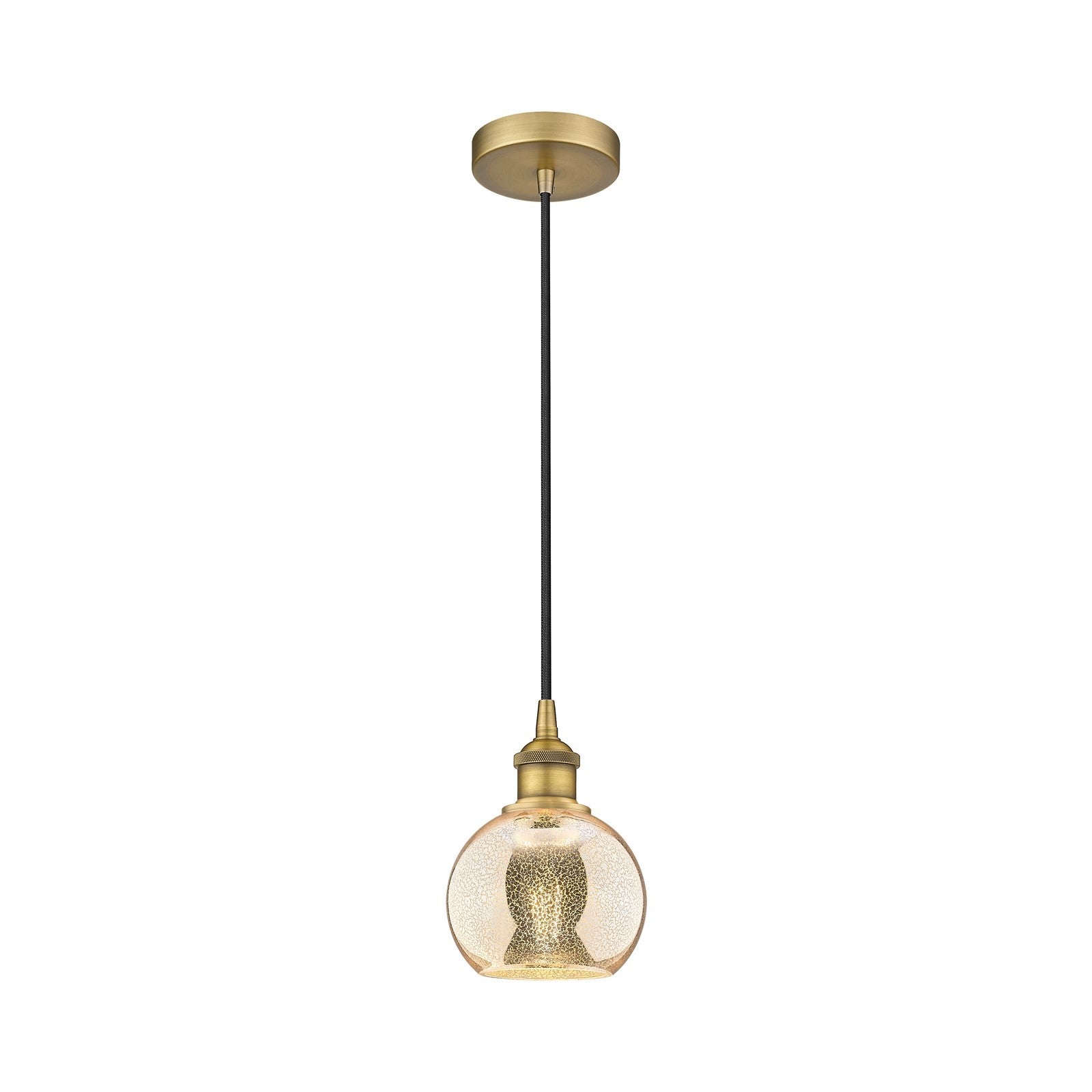 Innovations Athens 6in 1-Light Mini Pendant | Industrial Brushed Brass and Mercury Glass | Kitchen Island & Dining Room | 5.88 x | Model 616-1P-BB-G128-6