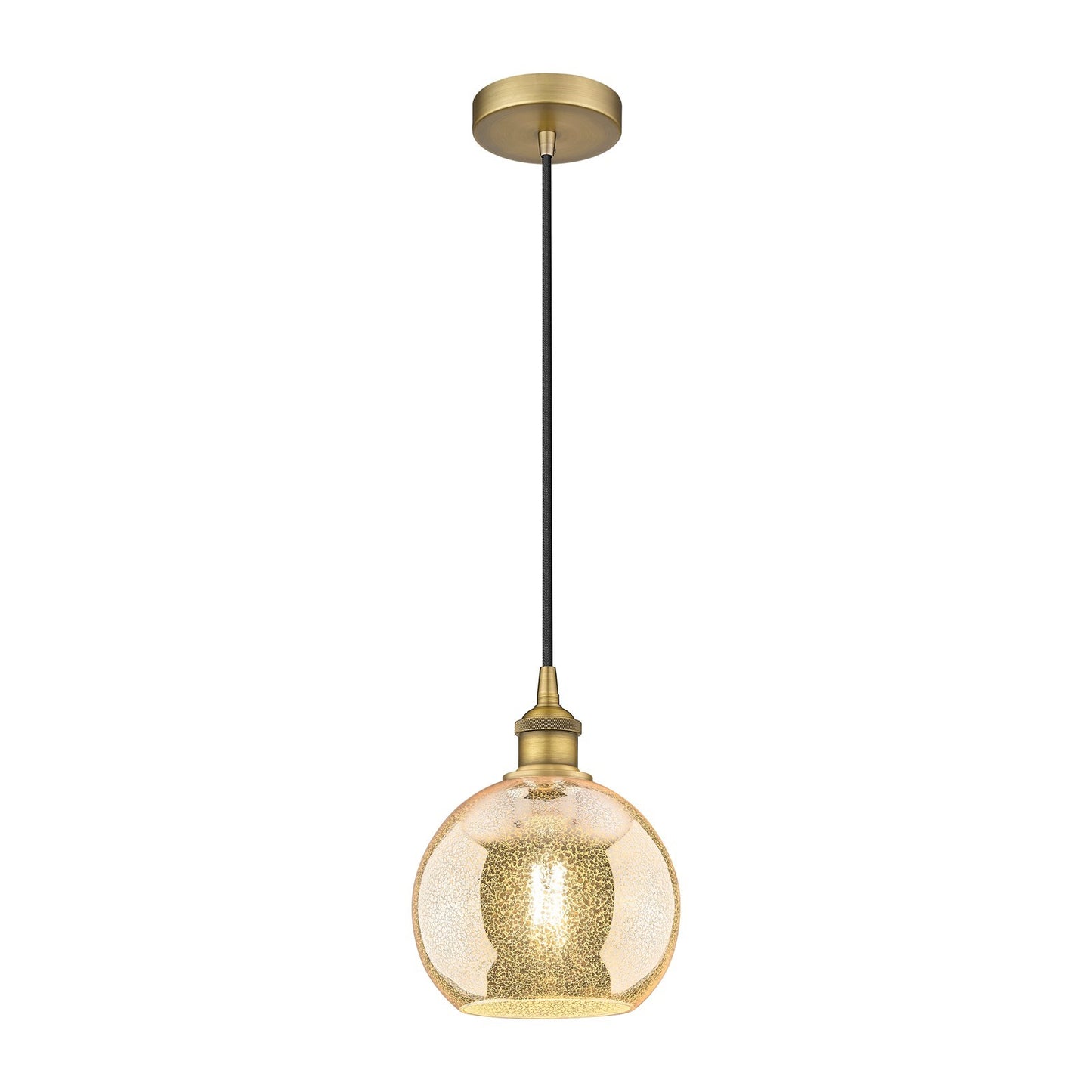 Innovations Athens 8in 1-Light Mini Pendant | Industrial Brushed Brass and Mercury Glass | Kitchen Island & Dining Room | 8 x 8 x | Model 616-1P-BB-G128-8