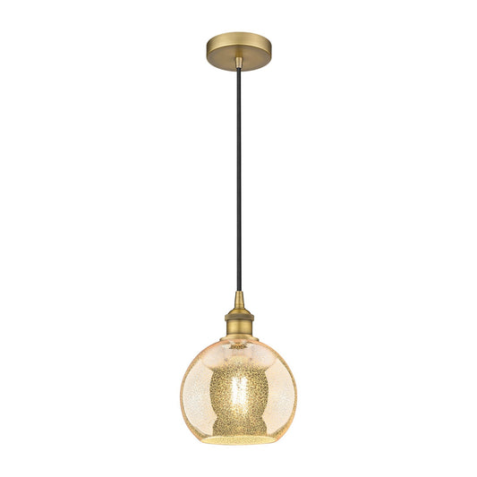 Innovations Athens 8in 1-Light Mini Pendant | Industrial Brushed Brass and Mercury Glass | Kitchen Island & Dining Room | 8 x 8 x | Model 616-1P-BB-G128-8