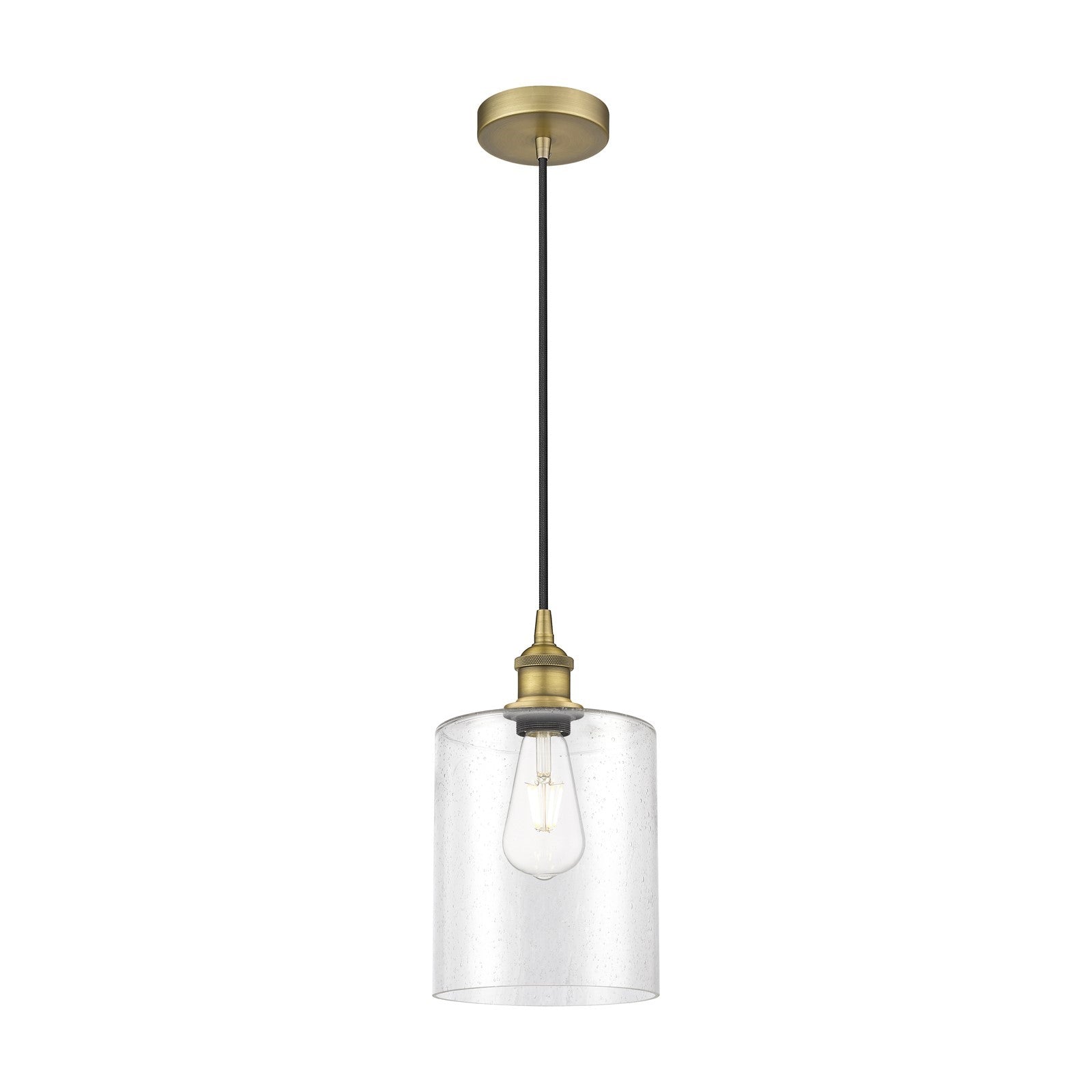 Innovations Paladin 7in 1-Light Mini Pendant | Farmhouse Brushed Brass Steel and Seedy Glass | Kitchen Island & Dining Room | Model 616-1P-BB-G4424-7