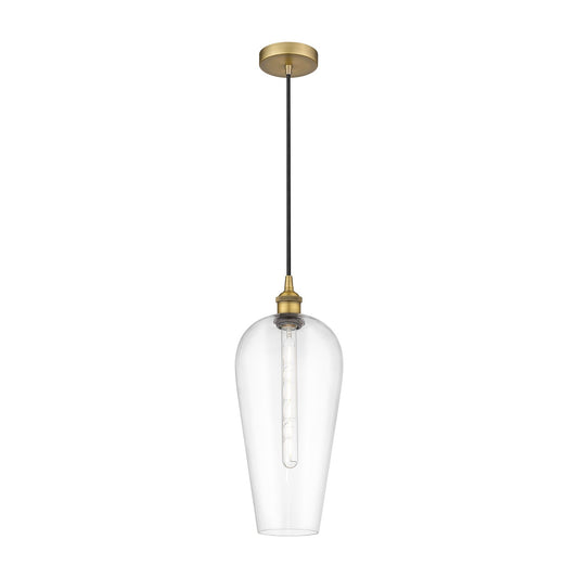 Innovations Chelsea 8in 1-Light Mini Pendant | Industrial Brushed Brass Steel and Clear Glass | Kitchen Island & Dining Room | Model 616-1P-BB-G456-8CL