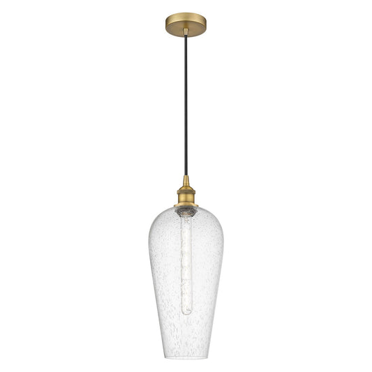 Innovations Chelsea 8in 1-Light Mini Pendant | Industrial Brushed Brass Steel and Seedy Glass | Kitchen Island & Dining Room | Model 616-1P-BB-G456-8SDY