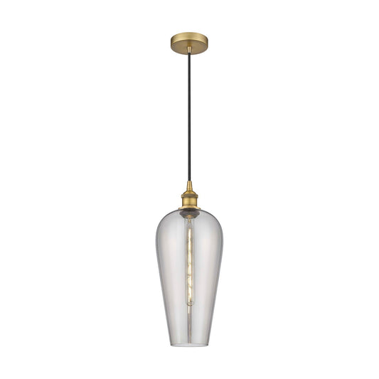 Innovations Chelsea 8in 1-Light Mini Pendant | Industrial Brushed Brass Steel and Light Smoke Glass | Kitchen Island & Dining | Model 616-1P-BB-G456-8SM