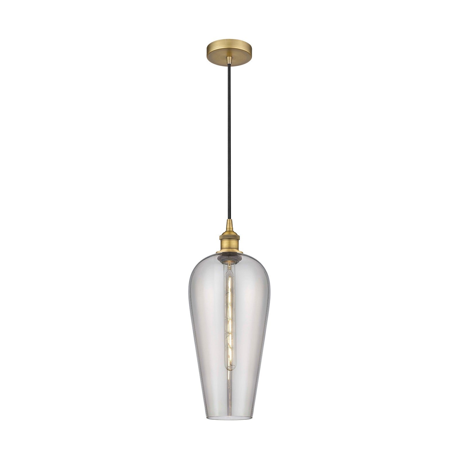 Innovations Chelsea 8in 1-Light Mini Pendant | Industrial Brushed Brass Steel and Light Smoke Glass | Kitchen Island & Dining | Model 616-1P-BB-G456-8SM