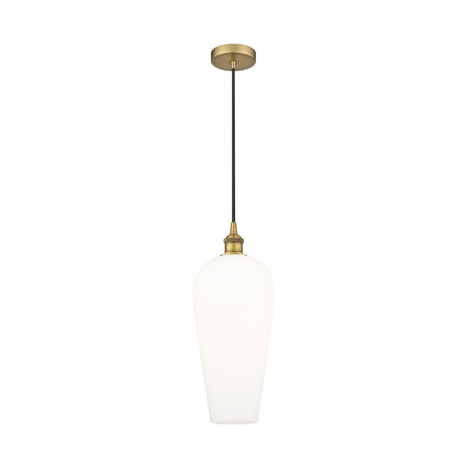 Innovations Chelsea 8in 1-Light Mini Pendant | Industrial Brushed Brass Steel and White Glass | Kitchen Island & Dining Room | Model 616-1P-BB-G456-8WH