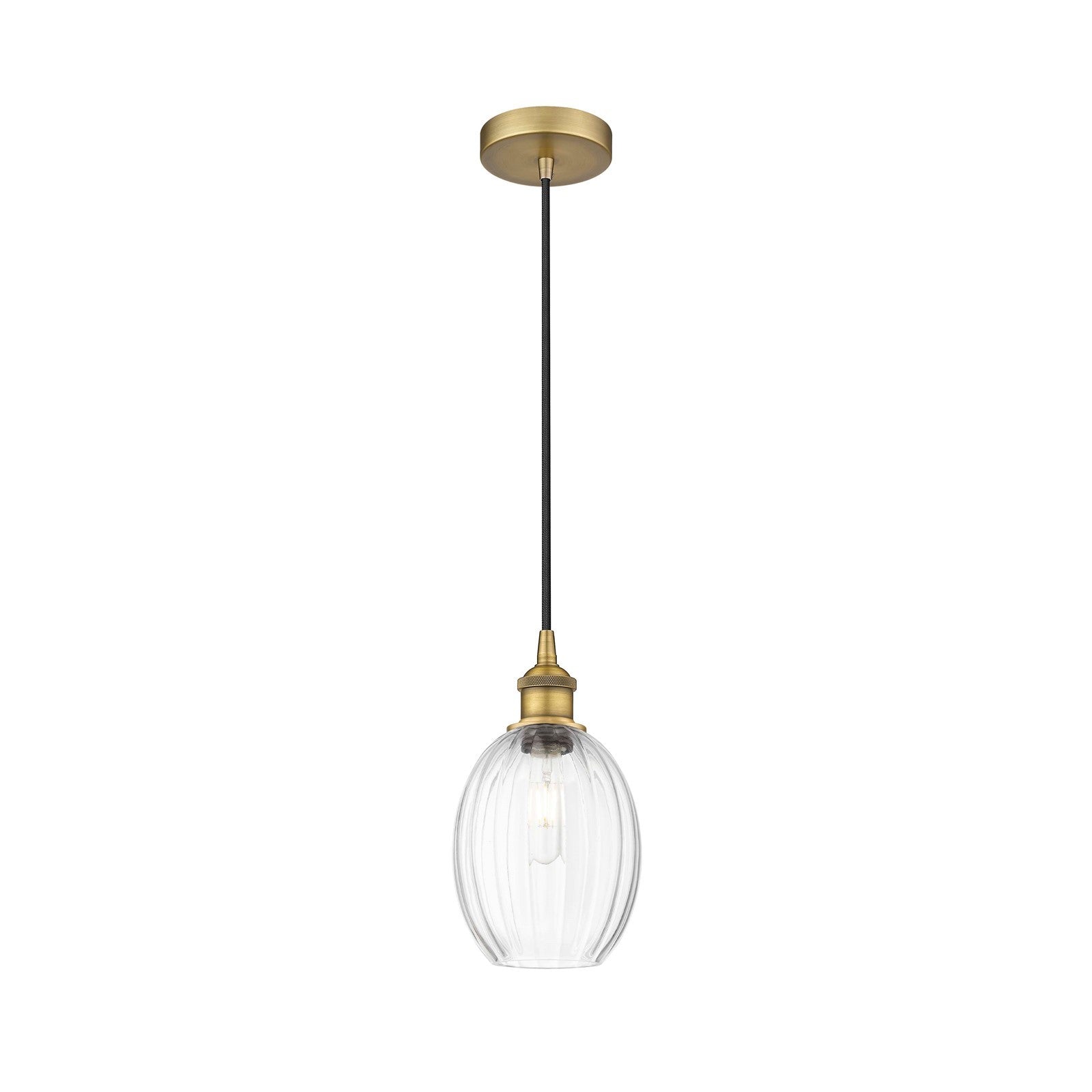 Innovations Preston Bulb 6.25in 1-Light Mini Pendant | Industrial Brushed Brass Steel and Clear Glass | Kitchen Island & Dining | Model 616-1P-BB-G459-6CL