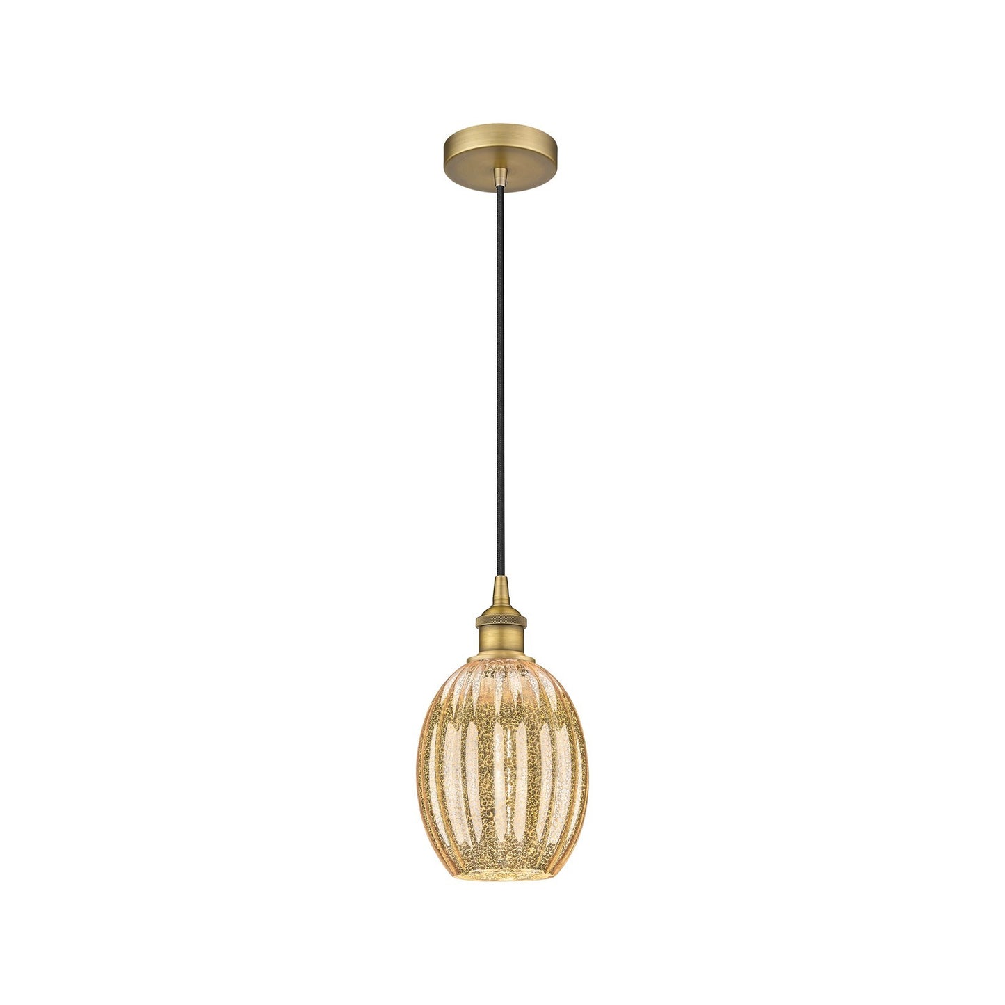 Innovations Preston Bulb 6.25in 1-Light Mini Pendant | Industrial Brushed Brass Steel and Mercury Glass | Kitchen Island & | Model 616-1P-BB-G459-6ME