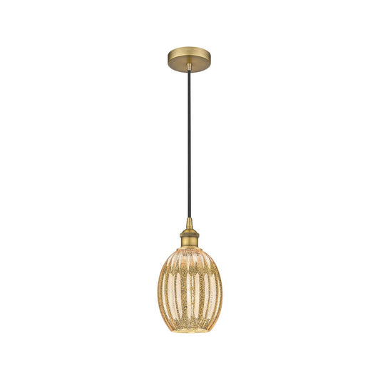 Innovations Preston Bulb 6.25in 1-Light Mini Pendant | Industrial Brushed Brass Steel and Mercury Glass | Kitchen Island & | Model 616-1P-BB-G459-6ME