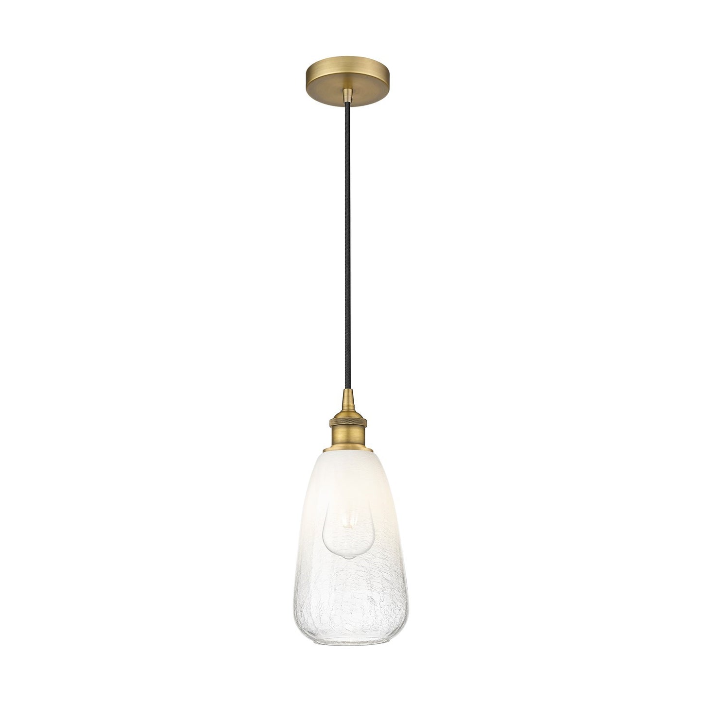 Innovations Brookhaven Almond 6in 1-Light Mini Pendant | Industrial Brushed Brass and Opal Glass | Kitchen Island & Dining Room | Model 616-1P-BB-G480-6OP