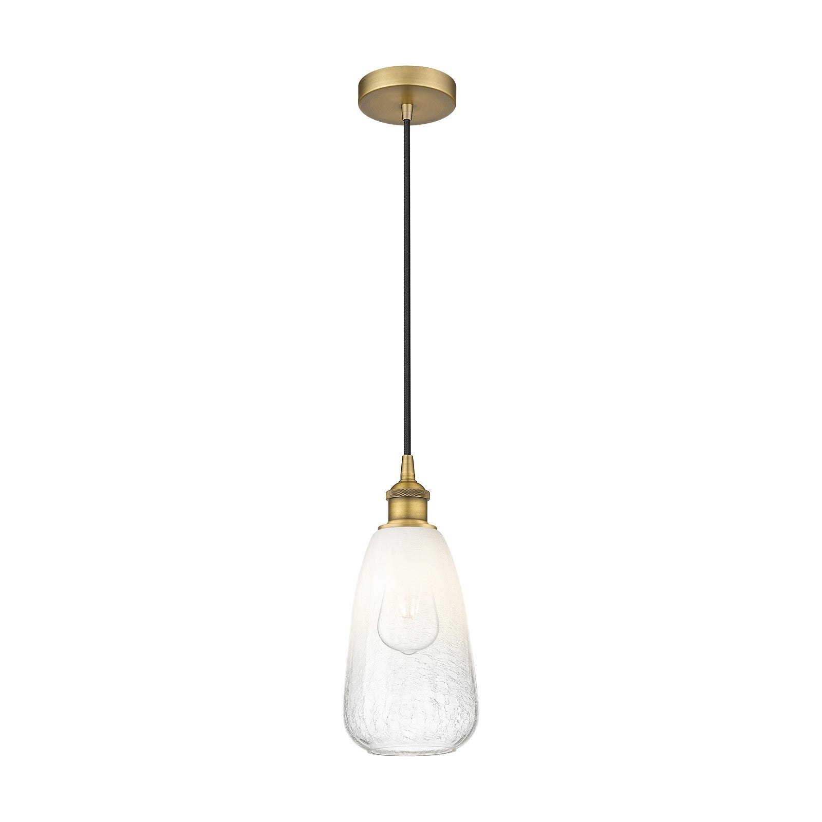 Innovations Brookhaven Almond 6in 1-Light Mini Pendant | Industrial Brushed Brass and Opal Glass | Kitchen Island & Dining Room | Model 616-1P-BB-G480-6OP