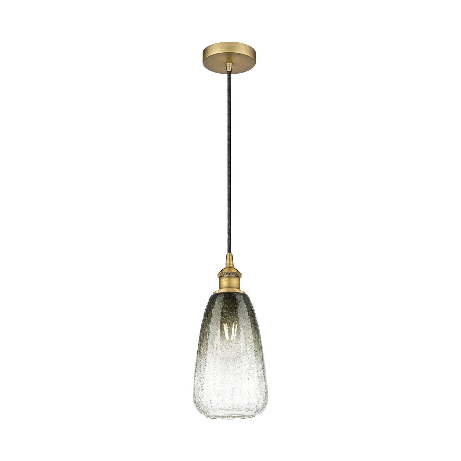 Innovations Brookhaven Almond 6in 1-Light Mini Pendant | Industrial Brushed Brass and Slate Glass | Kitchen Island & Dining | Model 616-1P-BB-G480-6SL