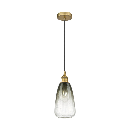 Innovations Brookhaven Almond 6in 1-Light Mini Pendant | Industrial Brushed Brass and Slate Glass | Kitchen Island & Dining | Model 616-1P-BB-G480-6SL
