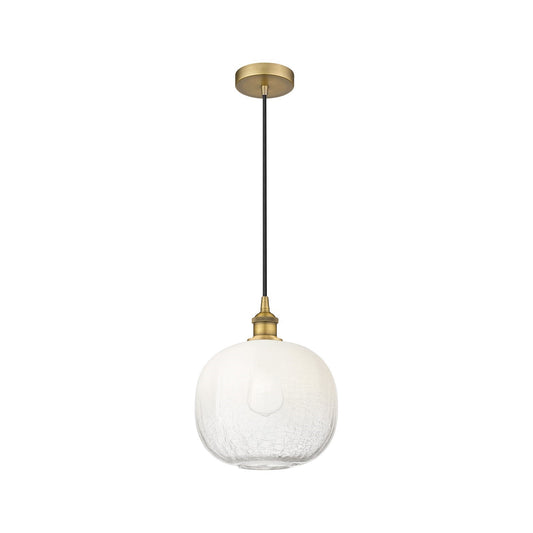 Innovations Brookhaven Sphere 11in 1-Light Mini Pendant | Industrial Brushed Brass and Opal Glass | Kitchen Island & Dining | Model 616-1P-BB-G481-10OP