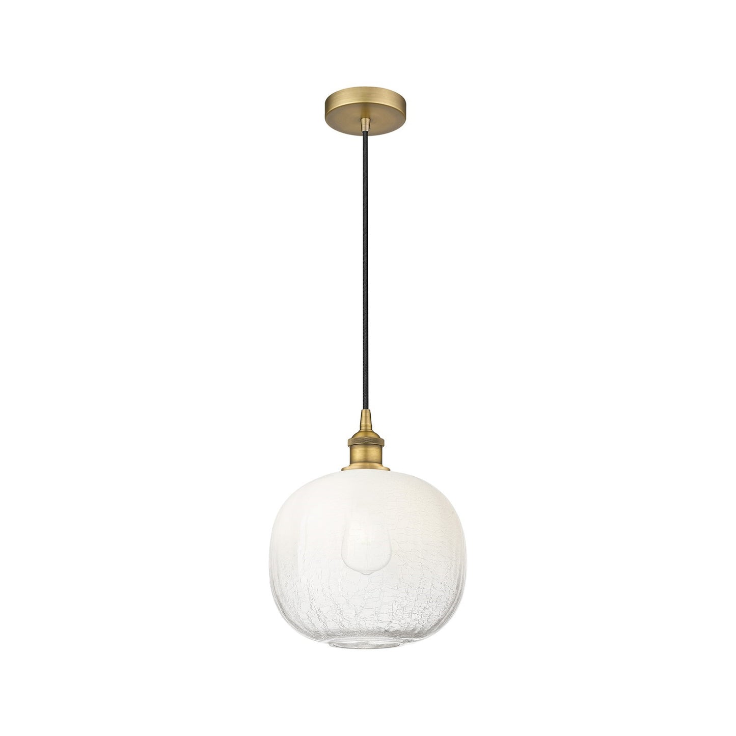 Innovations Brookhaven Sphere 11in 1-Light Mini Pendant | Industrial Brushed Brass and Opal Glass | Kitchen Island & Dining | Model 616-1P-BB-G481-10OP