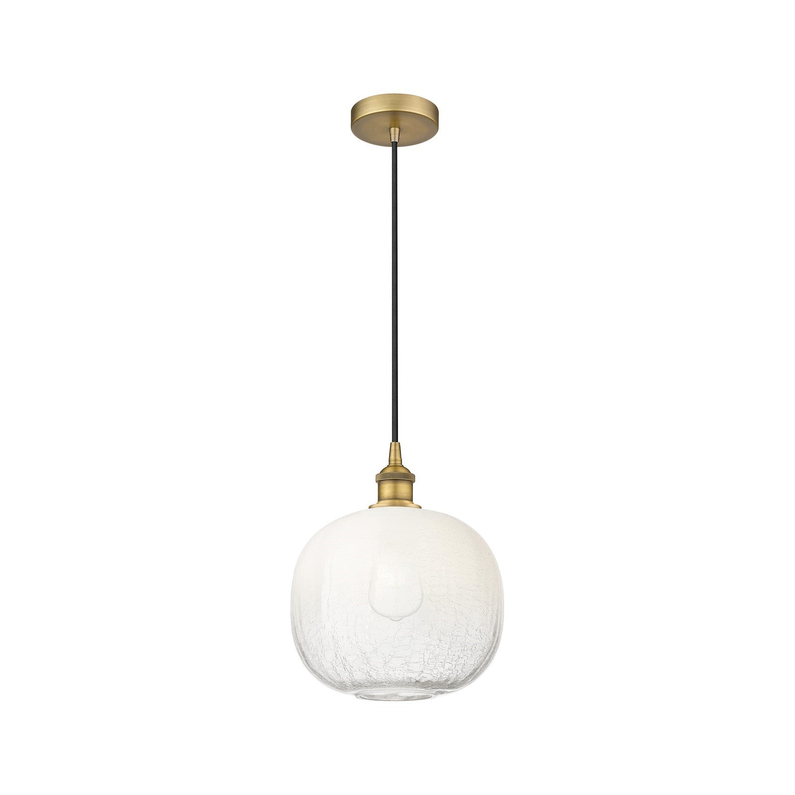 Innovations Brookhaven Sphere 11in 1-Light Mini Pendant | Industrial Brushed Brass and Opal Glass | Kitchen Island & Dining | Model 616-1P-BB-G481-10OP