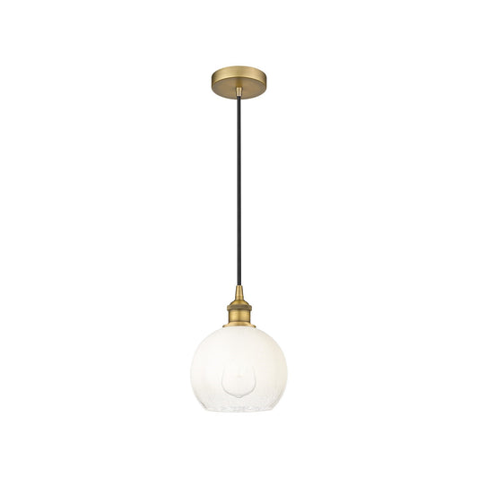 Innovations Brookhaven Globe 8in 1-Light Mini Pendant | Industrial Brushed Brass and Opal Glass | Kitchen Island & Dining Room | Model 616-1P-BB-G483-8OP