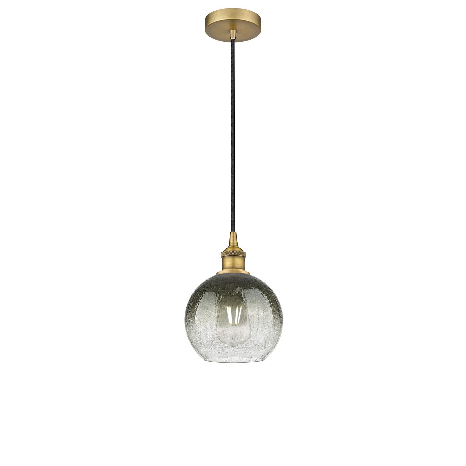 Innovations Brookhaven Globe 8in 1-Light Mini Pendant | Industrial Brushed Brass and Slate Glass | Kitchen Island & Dining Room | Model 616-1P-BB-G483-8SL