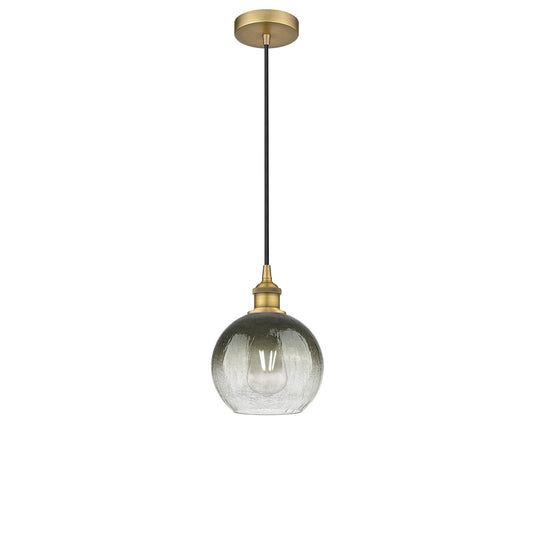 Innovations Brookhaven Globe 8in 1-Light Mini Pendant | Industrial Brushed Brass and Slate Glass | Kitchen Island & Dining Room | Model 616-1P-BB-G483-8SL