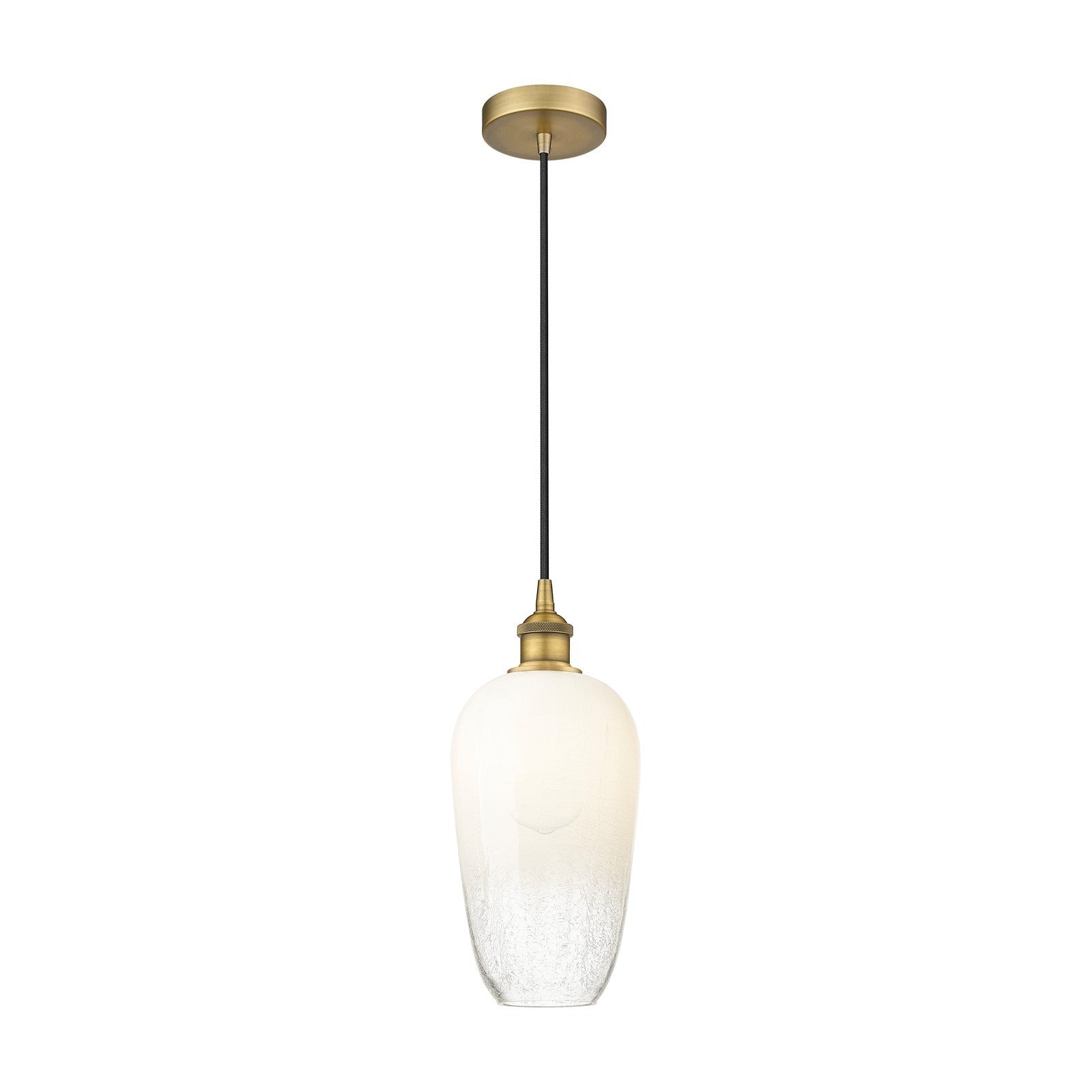 Innovations Brookhaven Flute 7in 1-Light Mini Pendant | Industrial Brushed Brass and Opal Glass | Kitchen Island & Dining Room | Model 616-1P-BB-G484-7OP