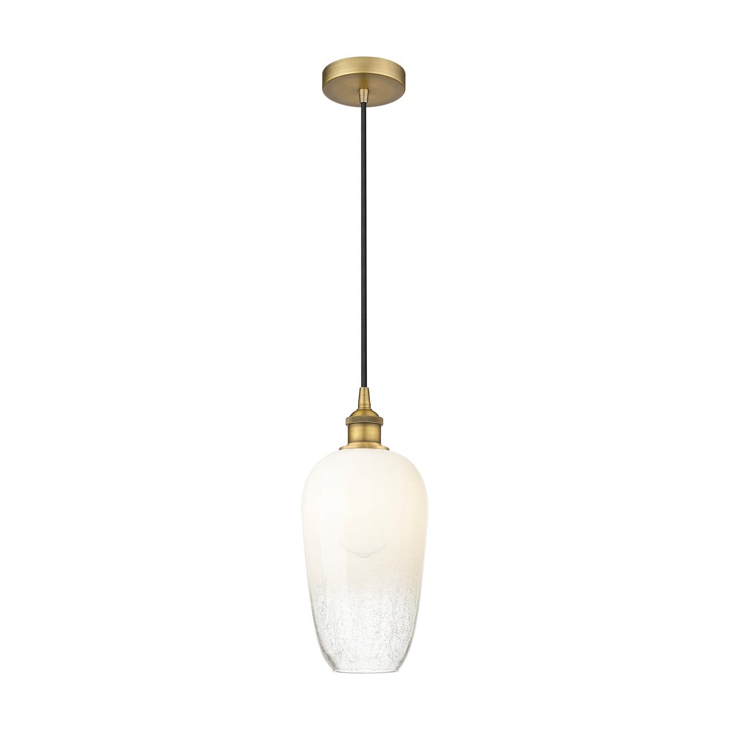 Innovations Brookhaven Flute 7in 1-Light Mini Pendant | Industrial Brushed Brass and Opal Glass | Kitchen Island & Dining Room | Model 616-1P-BB-G484-7OP