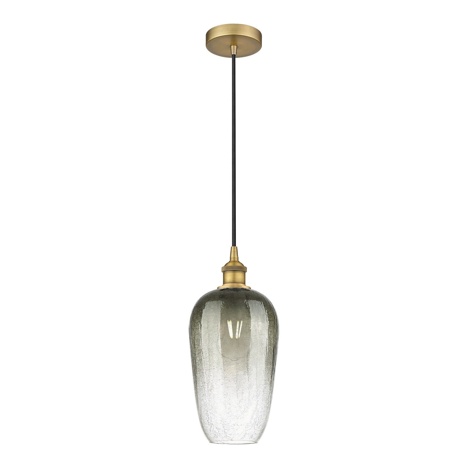 Innovations Brookhaven Flute 7in 1-Light Mini Pendant | Industrial Brushed Brass and Slate Glass | Kitchen Island & Dining Room | Model 616-1P-BB-G484-7SL