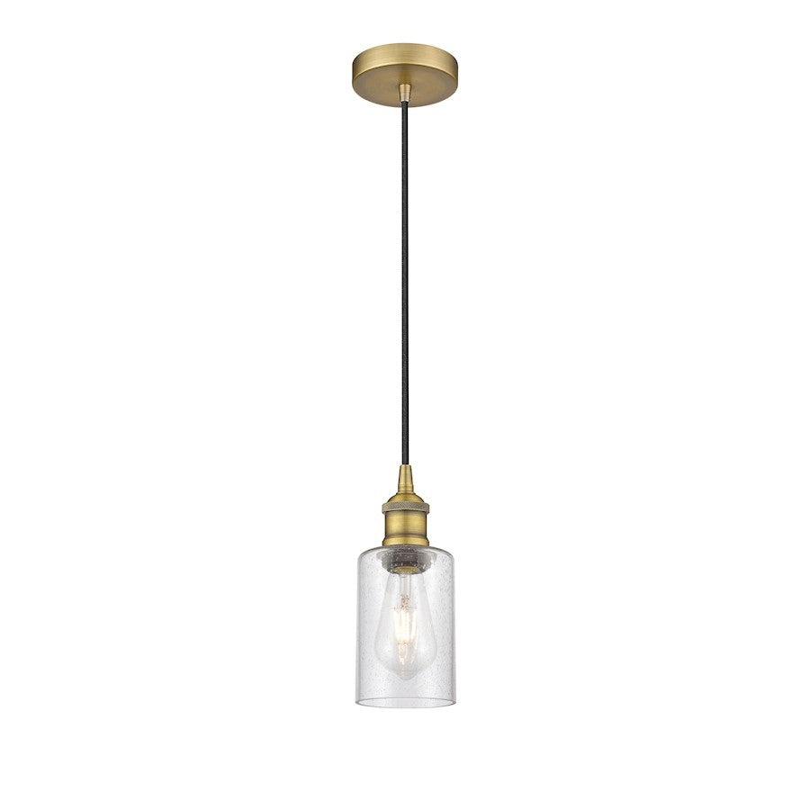 Innovations Clymer 1Lt 4" Cord Mini Pendant, Brass/Seedy